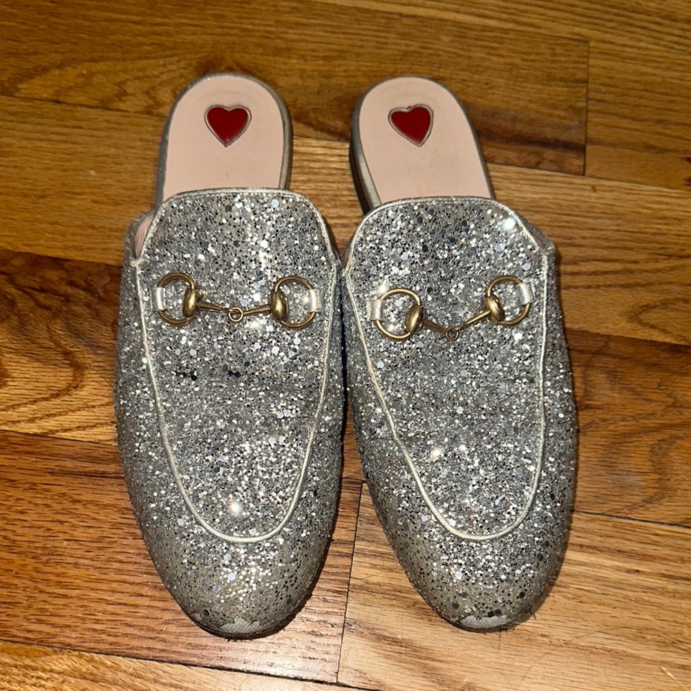 Gucci silver glitter mules - size 37